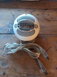 Microfono USB Blue Snowball bianco design sferico