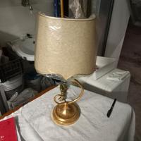 lume da tavola ottone foglia oro con paralume