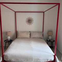Letto baldacchino design ferro indistriale