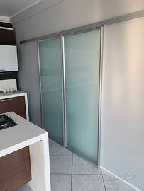 PORTA SCORREVOLE 2 ANTE IN VETRO ACIDATO TEMPERATO