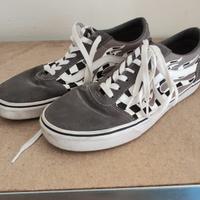 Vans Boy's Ward Flame Check Grey Pewter/White