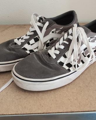Vans Boy's Ward Flame Check Grey Pewter/White