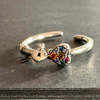 Anello arcobaleno a cuore argento