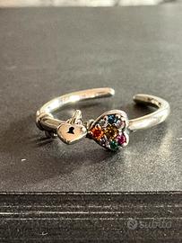 Anello arcobaleno a cuore argento