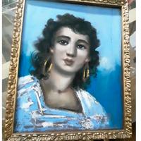 Dipinto Carigliani Zingara Gessetto cm. 29x36,5