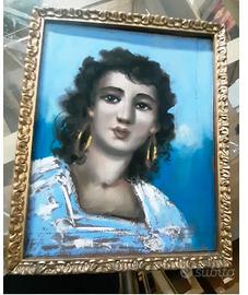 Dipinto Carigliani Zingara Gessetto cm. 29x36,5