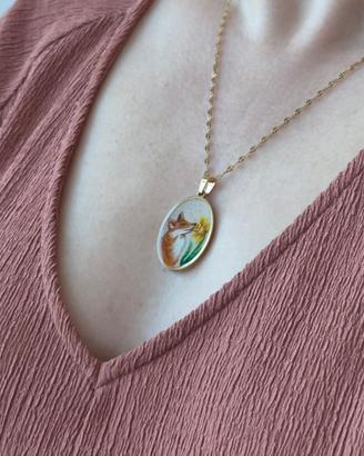 collana in acciaio inox dorato dipinta a mano