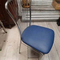 4 sedie acciaio e similpelle blu. integre