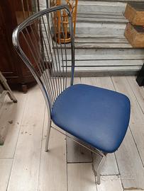 4 sedie acciaio e similpelle blu. integre