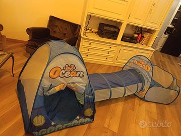 Tenda tunnel e piscinetta per bambini