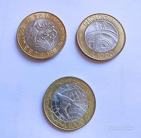 3x 1000 lire San Marino 1997 1998 2000 