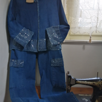 Completo pantalone NUOVO-jeans stretch-paillettes