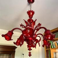 Lampadario rosso vetro di Murano