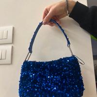 Borsa Baguette Pull&Bear Blu Elettrico con Paillet