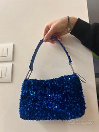 Borsa Baguette Pull&Bear Blu Elettrico con Paillet