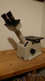 Microscopio inv. Nikon TMS + 2oculari Leica\Leitz