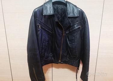 Giacca donna di pelle nera vintage 