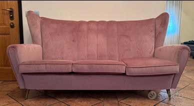 Divano Vintage Rosa Antico, Design Mid-Century