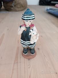 Statuina bambina con coniglietto in ceramica