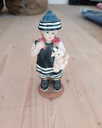 Statuina bambina con coniglietto in ceramica