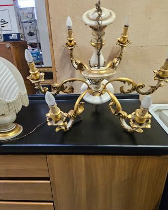 lampadario  con  abat jour 