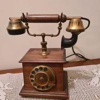Telefono Vintage in Legno e Ottone funzionante