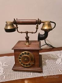 Telefono Vintage in Legno e Ottone funzionante