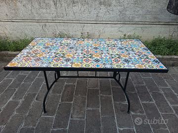 Tavolo da giardino  mosaico flower metallo vernici