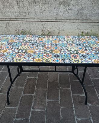 Tavolo da giardino  mosaico flower metallo vernici