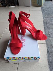 Sandali con tacco alto largo rosso n. 36 miss glob
