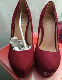 Scarpe Décolleté pumps bordeaux con Plateau nr 37