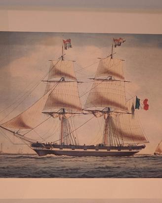 6 riproduzioni a colori navi a vela dell'800