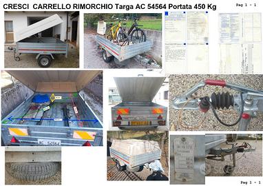 CRESCI  CARRELLO RIMORCHIO Targa AC 54564 Portata 