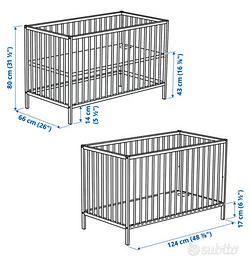 Lettino bambini con materasso 