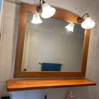 Specchio bagno legno massello con mensola