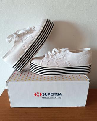 Superga 2790 Platform 37 White Black Stripes 