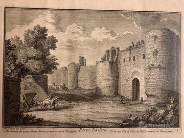 Vedute di Roma Porta Latina - Antica stampa