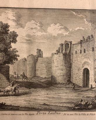 Vedute di Roma Porta Latina - Antica stampa