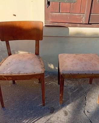 sedia più pouff con seduta a molla