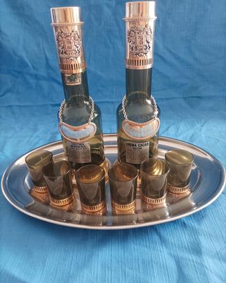 Set Vintage Distillerie Buton con Vassoio e bicchi