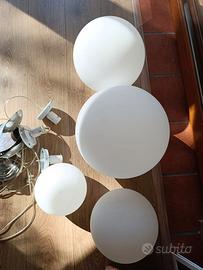 Lampadario a sospensione 4 sfere vetro opalino
