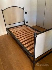 Letto Singolo in Ferro Battuto con Rete a Doghe