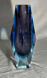 Vaso Murano sommerso blu e viola vintage 20 cm