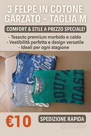 3 Felpe in Cotone Garzato Taglia M Comfort  Stile