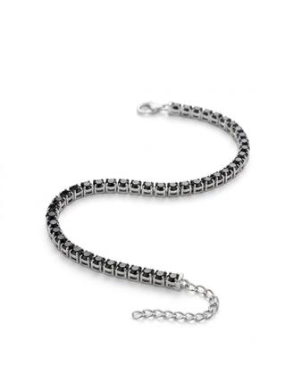 Bracciale tennis in argento con pietre nere
