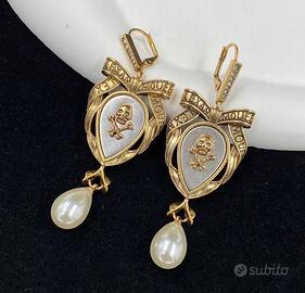 Orecchini Alexander McQueen Skull and Fairy Pearl