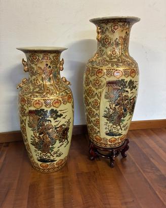 Coppia vasi giapponesi Satsuma Style vintage