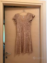 Abito elegante corto con paillettes - Color oro
