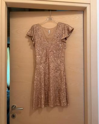 Abito elegante corto con paillettes - Color oro