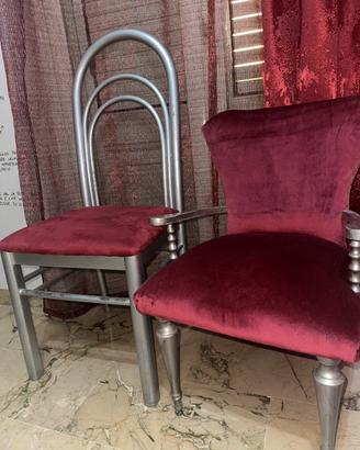 Sedie eleganti velluto bordeaux